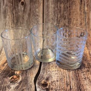Used PartyLite Glass Votive Holders w/ Patriotic Designs Set of 3 Item #PHK7361